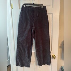 BDG Black/Grayish Corduroy Pants, Size 8, with Fringe Hem
